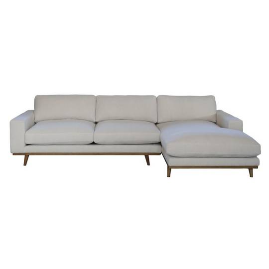 Huntington Sofa with Chaise - Salt and Pepper